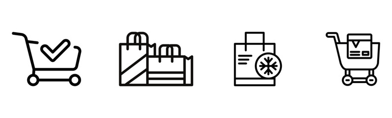 Fototapeta premium E-commerce Line Art Shopping and Delivery Icons Set