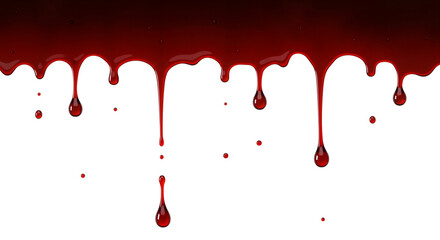 Dripping red blood border for horror-themed posters, vampire party decor, or suspenseful website headers for Halloween. Transparent Background, Cutout, PNG