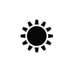 Black sun icon with square rays on white symbol