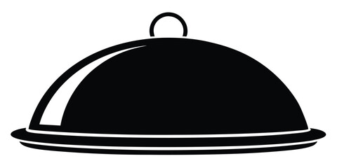 Fototapeta premium Restaurant Serving Dish Elegant Black and White Icon of a Covered Food Platter
