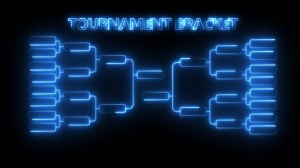Glowing neon bule color bracket tournament structure visualization . Championship bracket schedule for soccer, football, basketball, baseball or tennis. - Powered by Adobe