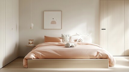 Korean-inspired children's room with pastel hues & comforting animal plush friends