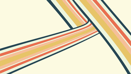 Colorful striped bands intersecting on a light background creating a retro modern aesthetic design effect