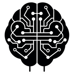 Abstract digital brain art with neural network pathways and connections