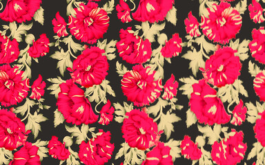 Elegant seamless tropical pattern with dark green palm leaves, bird of paradise, and plumeria flowers on a light yellow background. Perfect for summer fabrics, wallpapers, apparel, and beach decor.