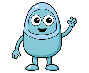 A Cheerful Animated Character Waving Hello with a Friendly Smile, Expressing Joy and Warmth in its Simple Design