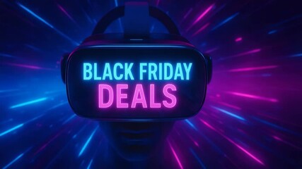 Experience the future of shopping with immersive virtual reality technology! This vibrant visual showcases Black Friday deals through a futuristic lens, enticing online shoppers.