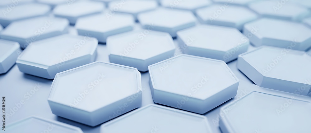 Poster abstract 3d rendered hexagonal tiled surface