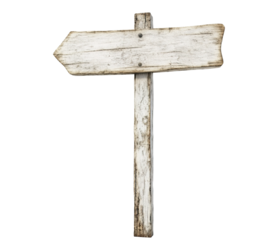 A wooden sign with an arrow pointing to the right