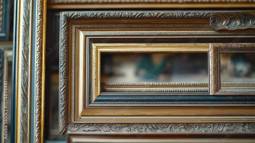 Poster a close-up view of a picture frame with a blurred image inside