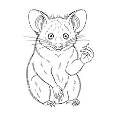 Madagascar Primate - Aye-Aye vector - Aye-Aye Drawing - Aye-Aye Line art - Vector Lineart of Aye-Aye -  curious face

