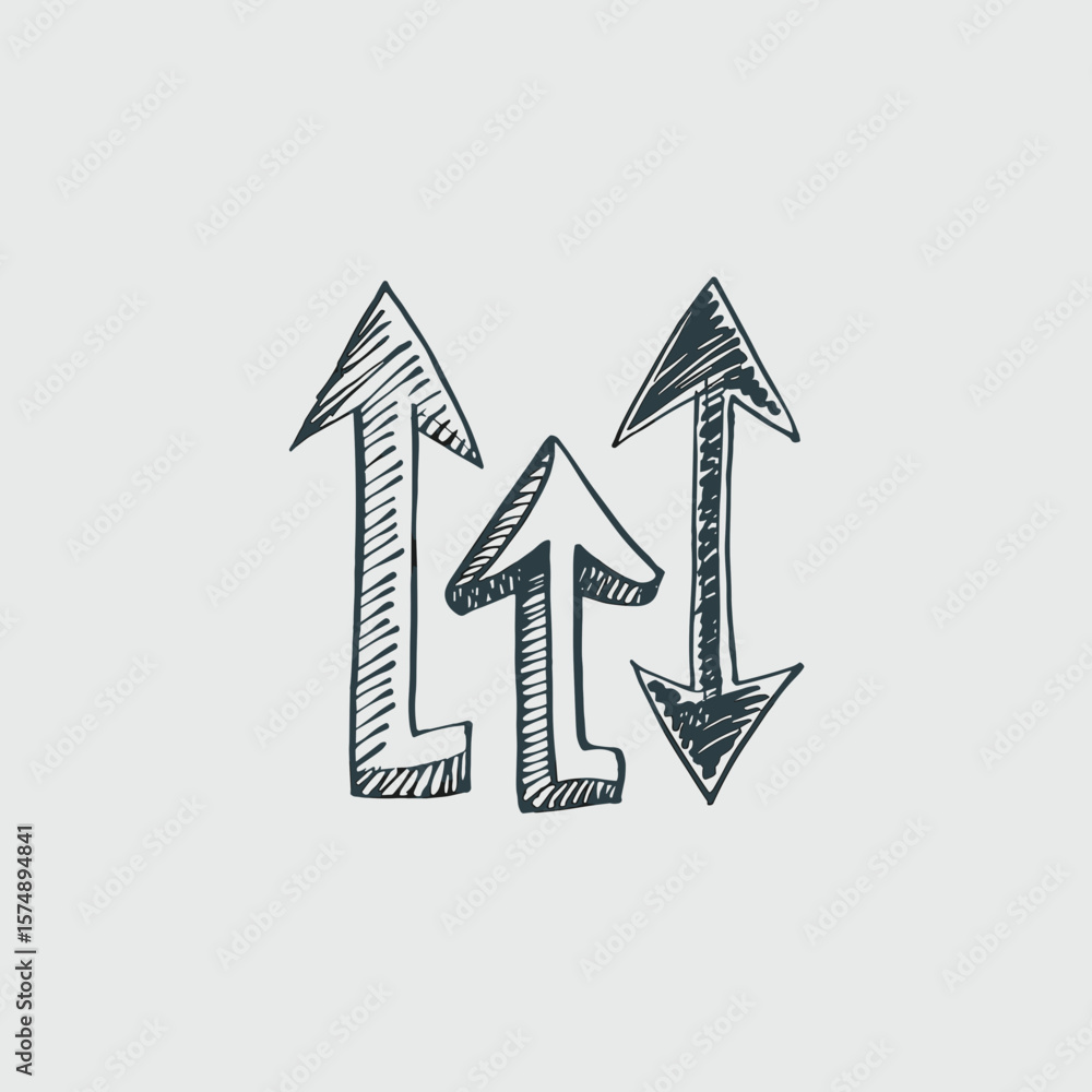 Poster minimal hand-drawn arrows with irregular outlines – great for simple navigation graphics, modern pre