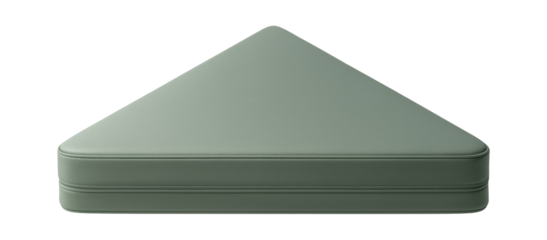 Triangular foam mat with a washable cover for a yoga practice area in a home gym