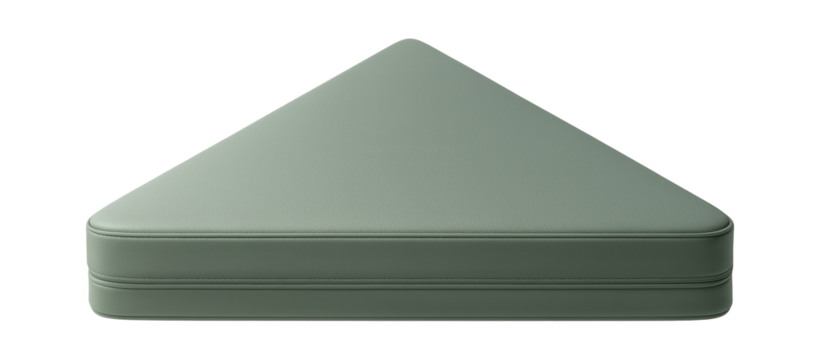 Triangular foam mat with a washable cover for a yoga practice area in a home gym