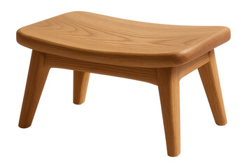 A wooden footrest with a natural finish, perfect for adding warmth to a cozy living room.