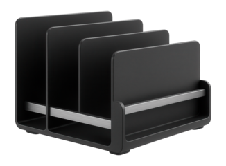 Adjustable desktop organizer with expandable sections to accommodate different sizes of paper and envelopes in a study area.