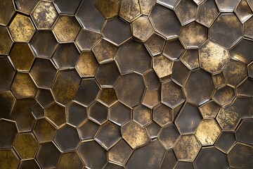 Golden honeycomb texture with a seamless leopard and crocodile skin pattern