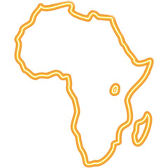 Africa Map Neon Continent. Vector Glowing Art Illustration of Geographical Shape. Geography and Cartography. Led Lamp Object.