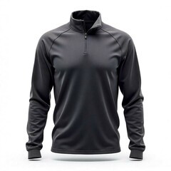 Realistic front view of blank unisex quarter-zip pullover on white background, clean minimal layout.