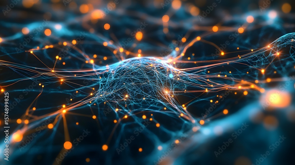 Aufkleber digital network connection: a mesmerizing network of interconnected digital pathways, awash in hues 