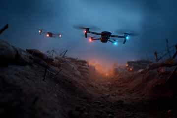Fototapeta premium drones survey the area