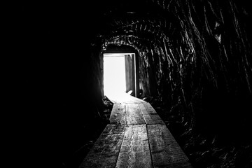 Underground tunnel on the Spring Creek Trailhead near Sheridan Lake in the Black Hills of South...
