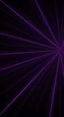 Radiating violet beams converge at a central point creating a dynamic light display art form
