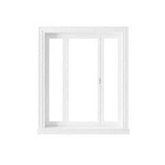 White wooden window frame isolated on transparent background