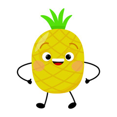 Funny smiling summer pineapple character