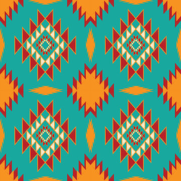 retro vintage ikat mexican ethnic aztec tribal encient batik pattern seamless background for fashion fabric and textile, 2d illustration