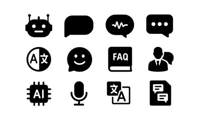 Fototapeta premium Minimalist communication and ai icons set for modern apps