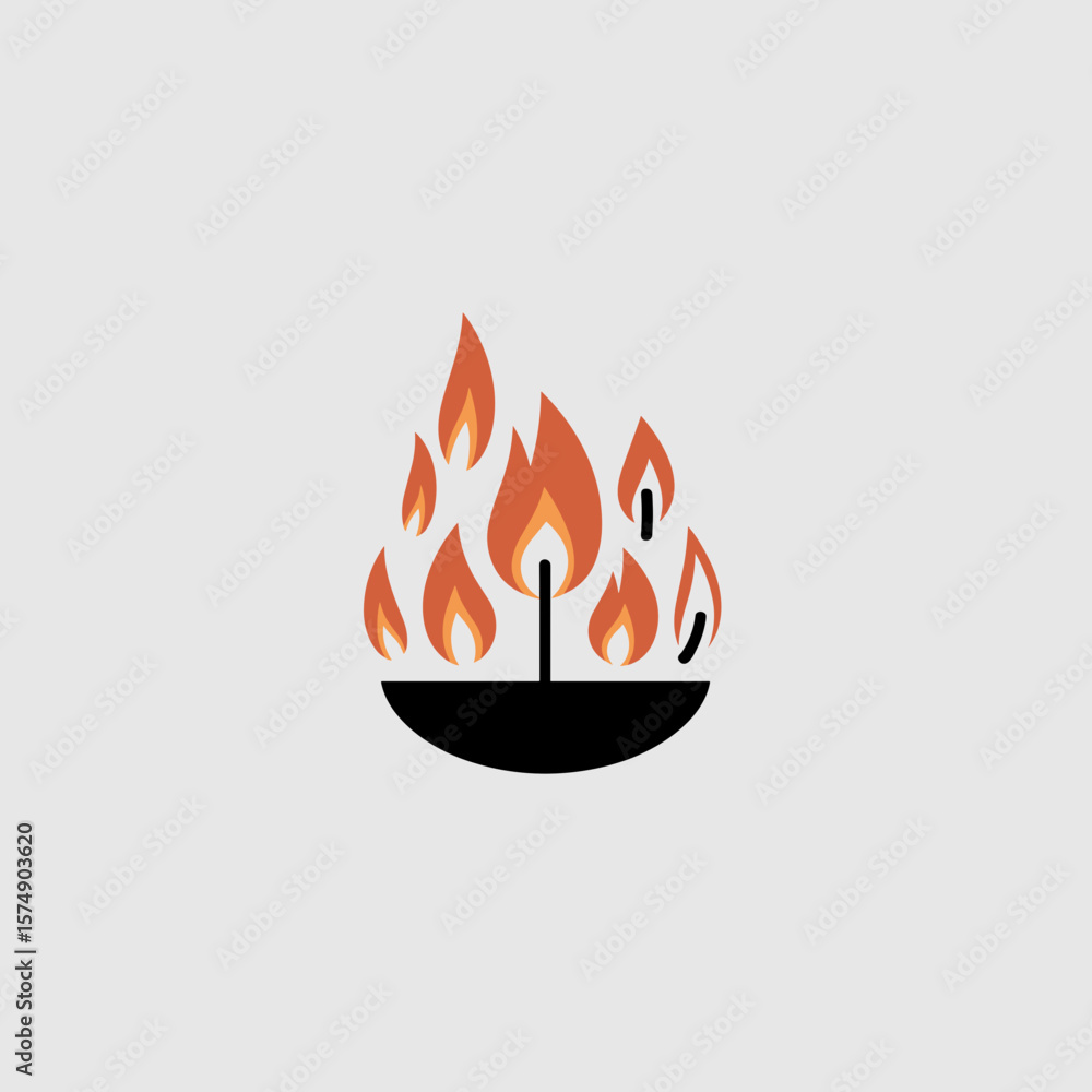 Poster minimalist candle with flame variations in different stages on transparent background
