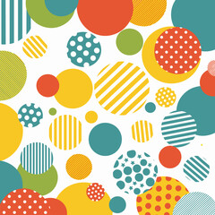 Flat illustration of patterned bubbles with stripes, polka dots, and stars