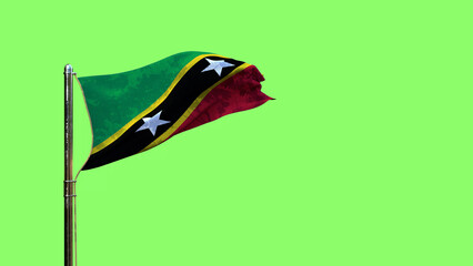 waving flag of Saint Kitts and Nevis for state holiday on chroma key screen, isolated - object 3D illustration