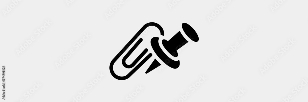 Poster vector overlay of paperclip and pushpin icon – suitable for office-themed mockups or ui design