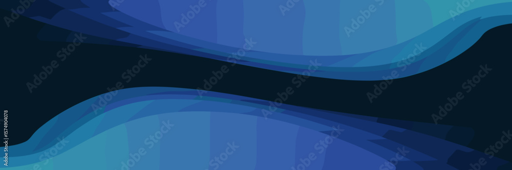 Poster wavy border texture with soft blue gradients on transparent background