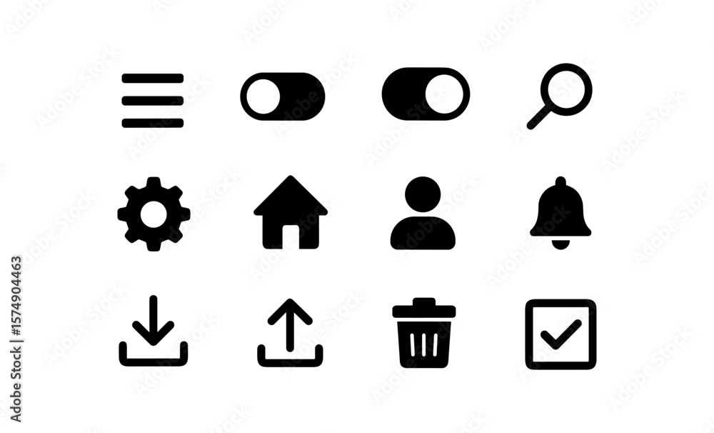 Poster minimalist black icon set for web and app design