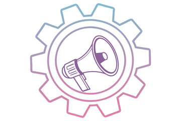Megaphone in Gear Icon Illustration cogwheel announcement