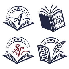 Opened book logo set