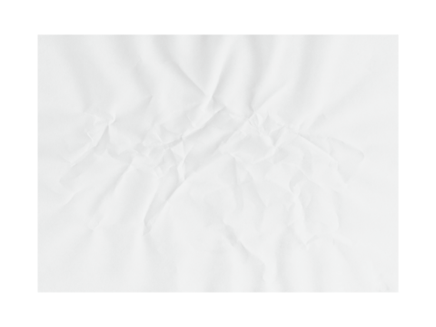 Crumpled white paper texture presents an abstract, neutral background surface suitable for designs needing an organic and slightly aged appearance, transparent background
