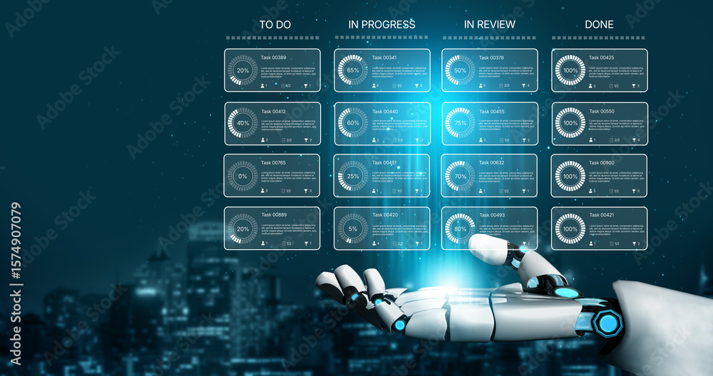 Poster ai improves kanban dashboard for task management by optimizing priorities, tracking team progress, a