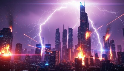 Obraz premium modern city skyline at night