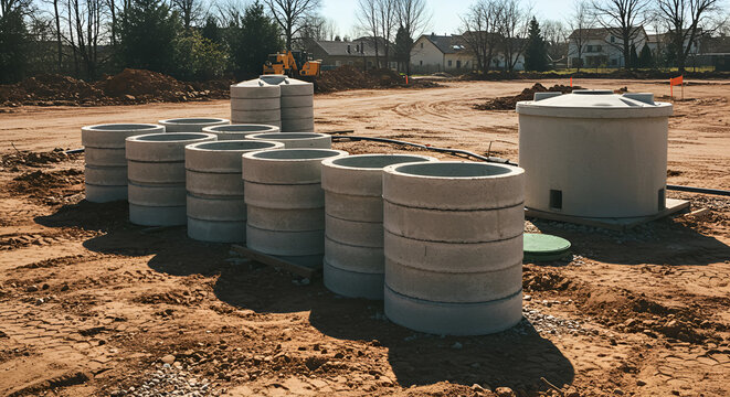 Concrete Stormwater Management System Elements Construction Site