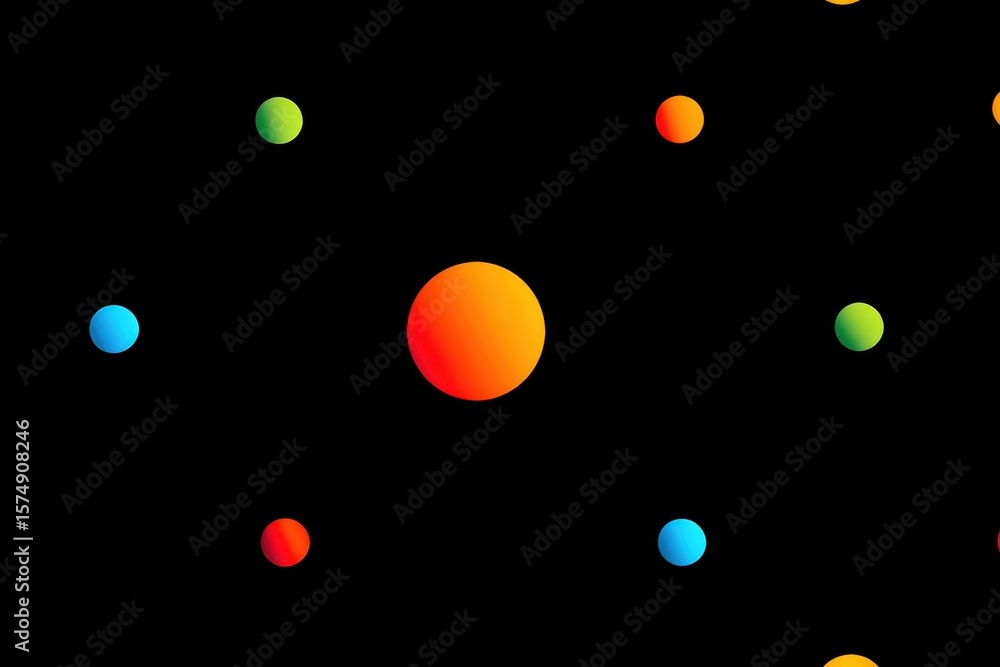 Poster abstract design with colorful circles on a black background