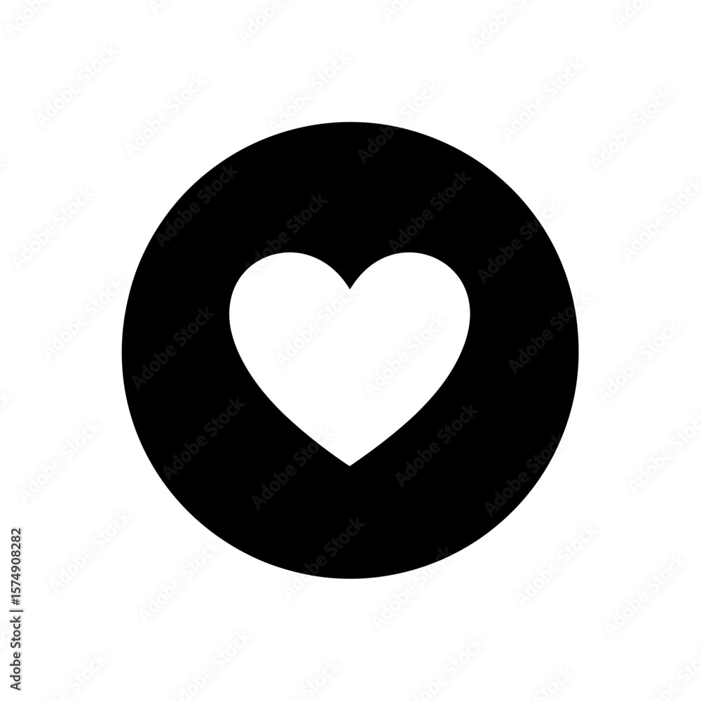 Poster heart shape prominently displayed inside a circular frame with contrasting tone giving a bold and cl