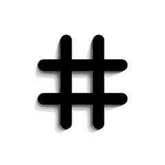 Obraz premium A rendered hashtag symbol with rounded edges and a subtle drop shadow effect is displayed here