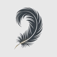 Obraz premium Stylized feather brush stroke with gold glitter tip – perfect for artistic branding, design elements, or elegant decor