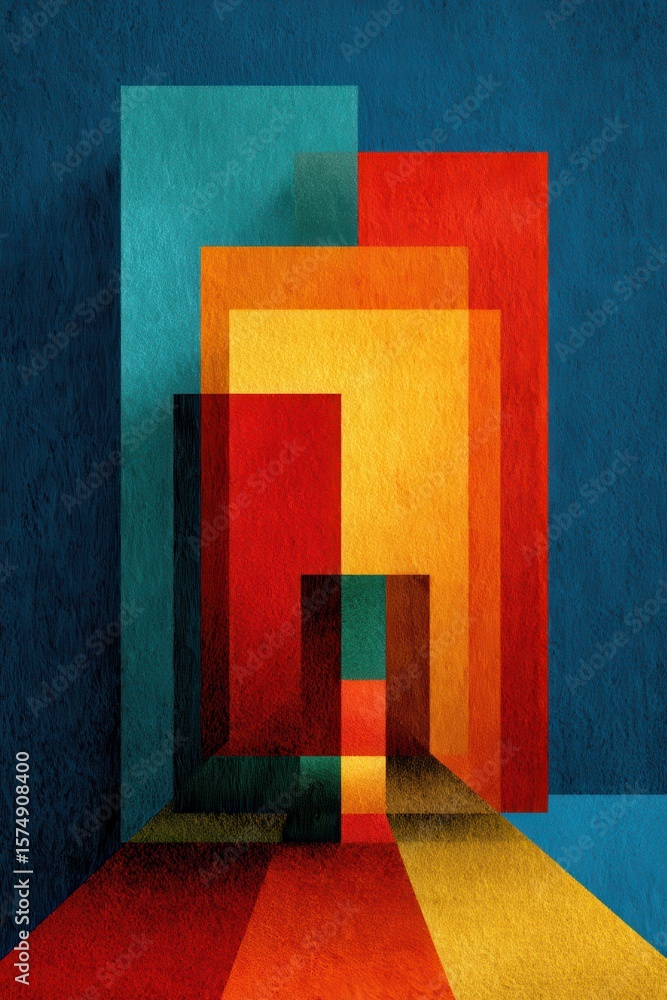 Aufkleber abstract colorful geometric composition with vibrant overlapping square shapes