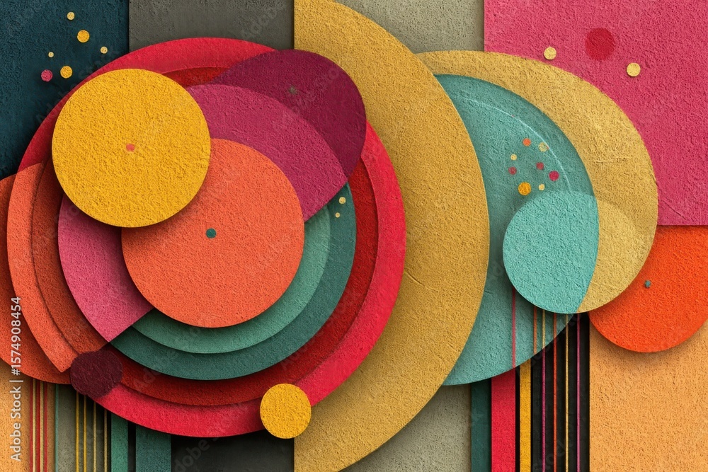 Poster abstract colorful background with overlapping circular layers