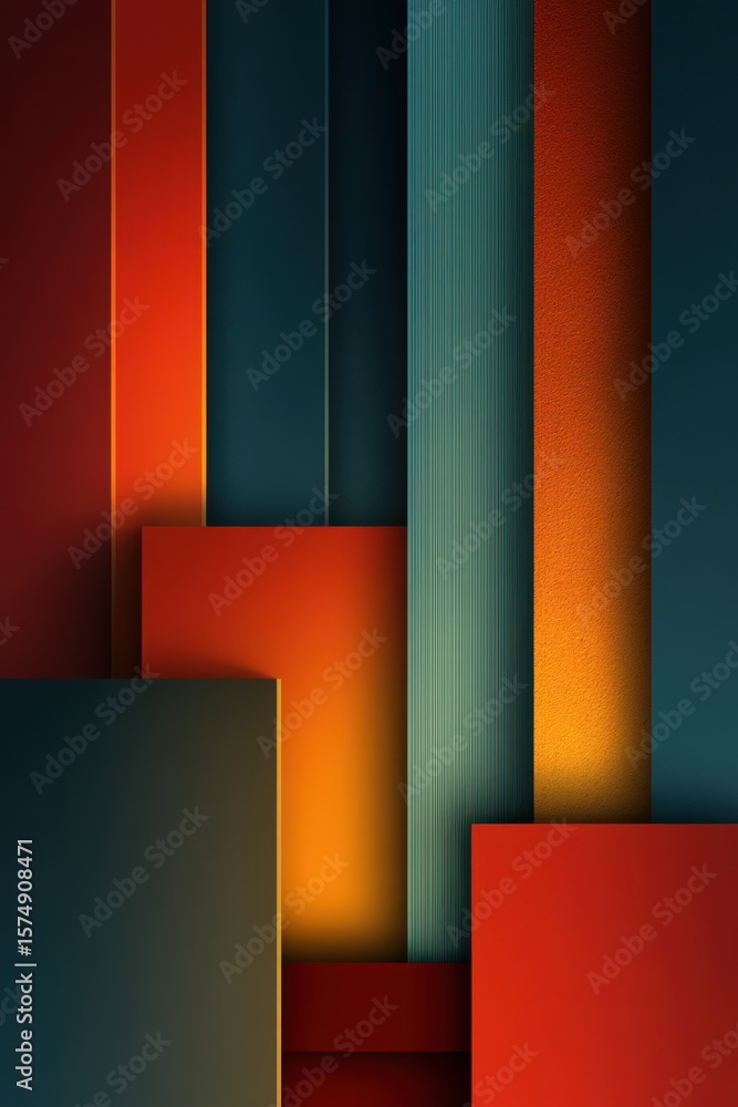Poster abstract vertical multicolored patterns forming modern artistic geometric design